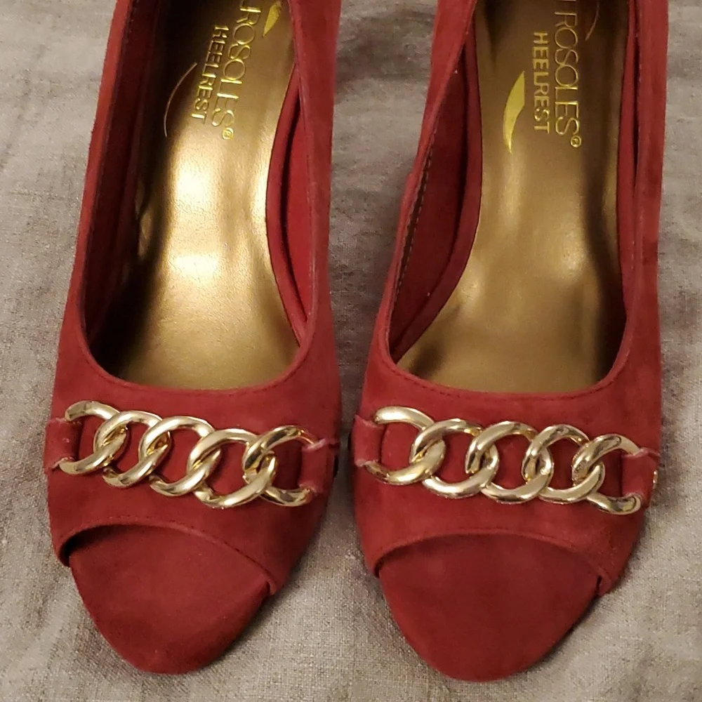 Aerosoles Heelrest Red Peep Toe Shoes 6M - Picture 3 of 7